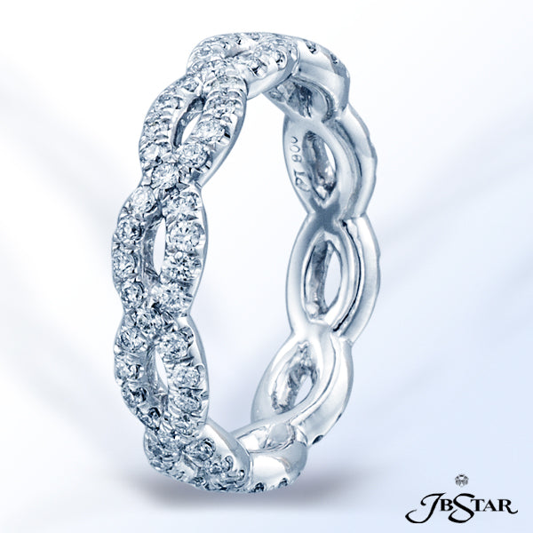 JB STAR STUNNING DIAMOND ETERNITY BAND HANDCRAFTED IN A BRAIDED DESIGN WITH MICRO PAVE SET IN PLATIN