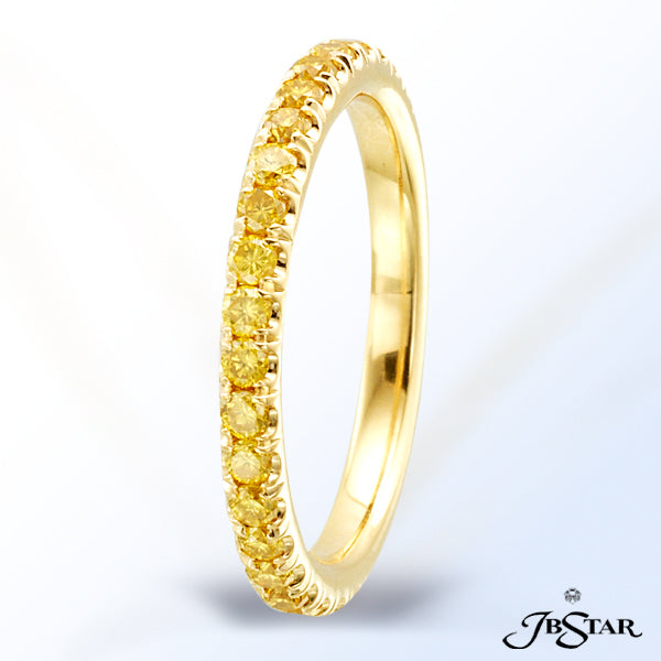 JB STAR FANCY YELLOW DIAMOND ETERNITY BAND HANDCRAFTED WITH ROUND FANCY YELLOW DIAMONDS IN 18KY 1 SI
