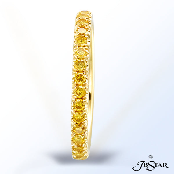 JB STAR FANCY YELLOW DIAMOND ETERNITY BAND HANDCRAFTED WITH ROUND FANCY YELLOW DIAMONDS IN 18KY 1 SI