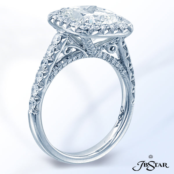 JB STAR DIAMOND ENGAGEMENT RING FEATURING A GORGEOUS 3.59 CT CUSHION-CUT DIAMOND IN A MICRO PAVE HAL