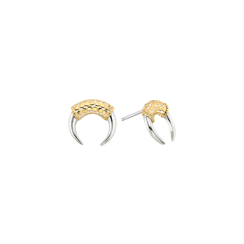 Ana Beck 18k gold plated and sterling silver Mini Horn Earrings - Two Tone