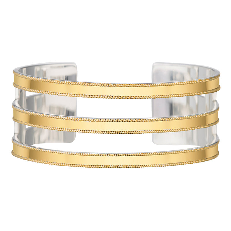 Ana Beck 18k gold plated and sterling silver Exclusive - Smooth Triple Bar Cuff