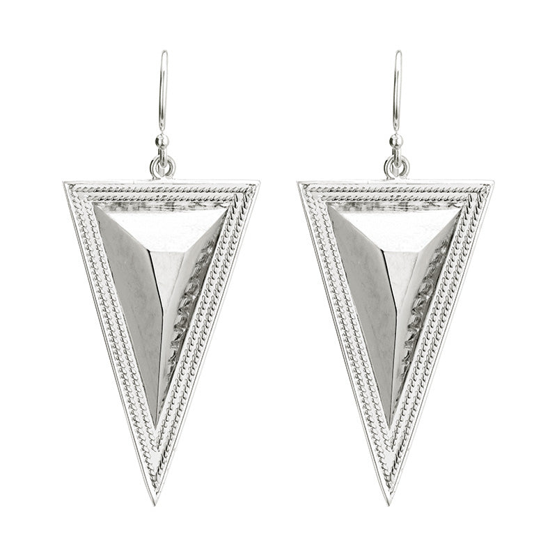 Ana Beck Sterling Silver Exclusive - Triangle Stud Drop Earrings - Silver