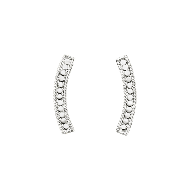 Ana Beck Sterling Silver Curved Ear Climber Studs - Silver
