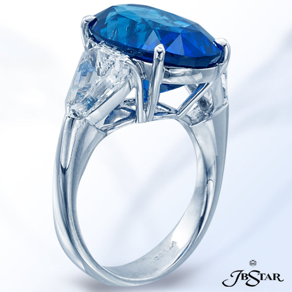 JB STAR SAPPHIRE AND DIAMOND RING FEATURING A BREATHTAKING 11.29 CT OVAL BLUE SAPPHIRE FROM CEYLON,
