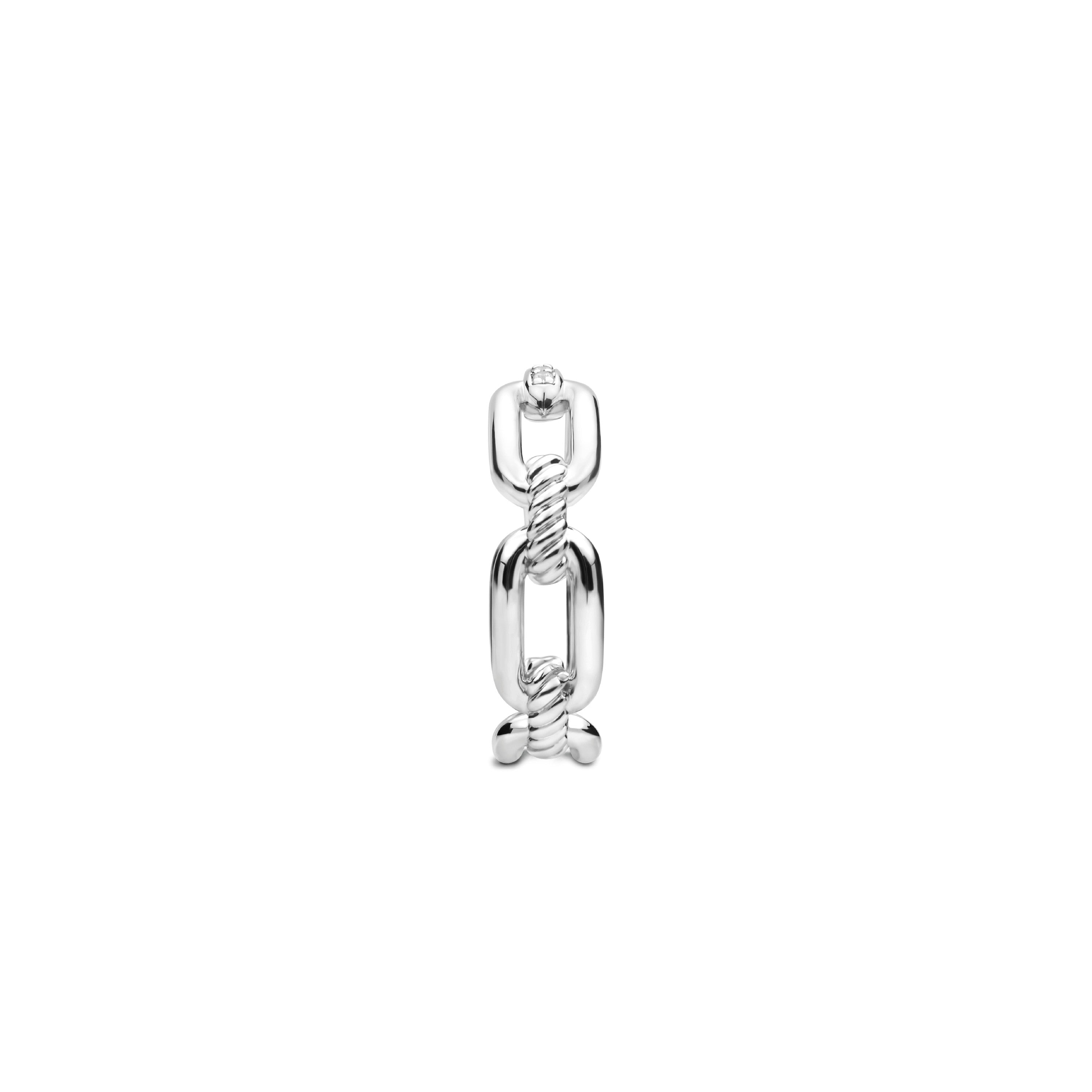 Tisento Milano Sterling Silver rhodium plated Zirconia whiteRing Finger Size 7