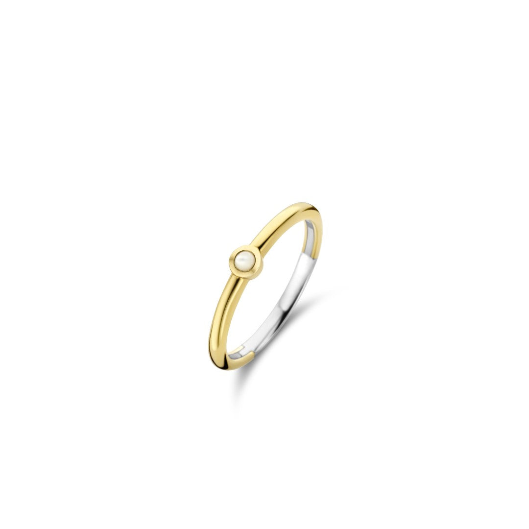 Tisento Milano Sterling Silver gold plated Mother of pearlRing Finger Size 7