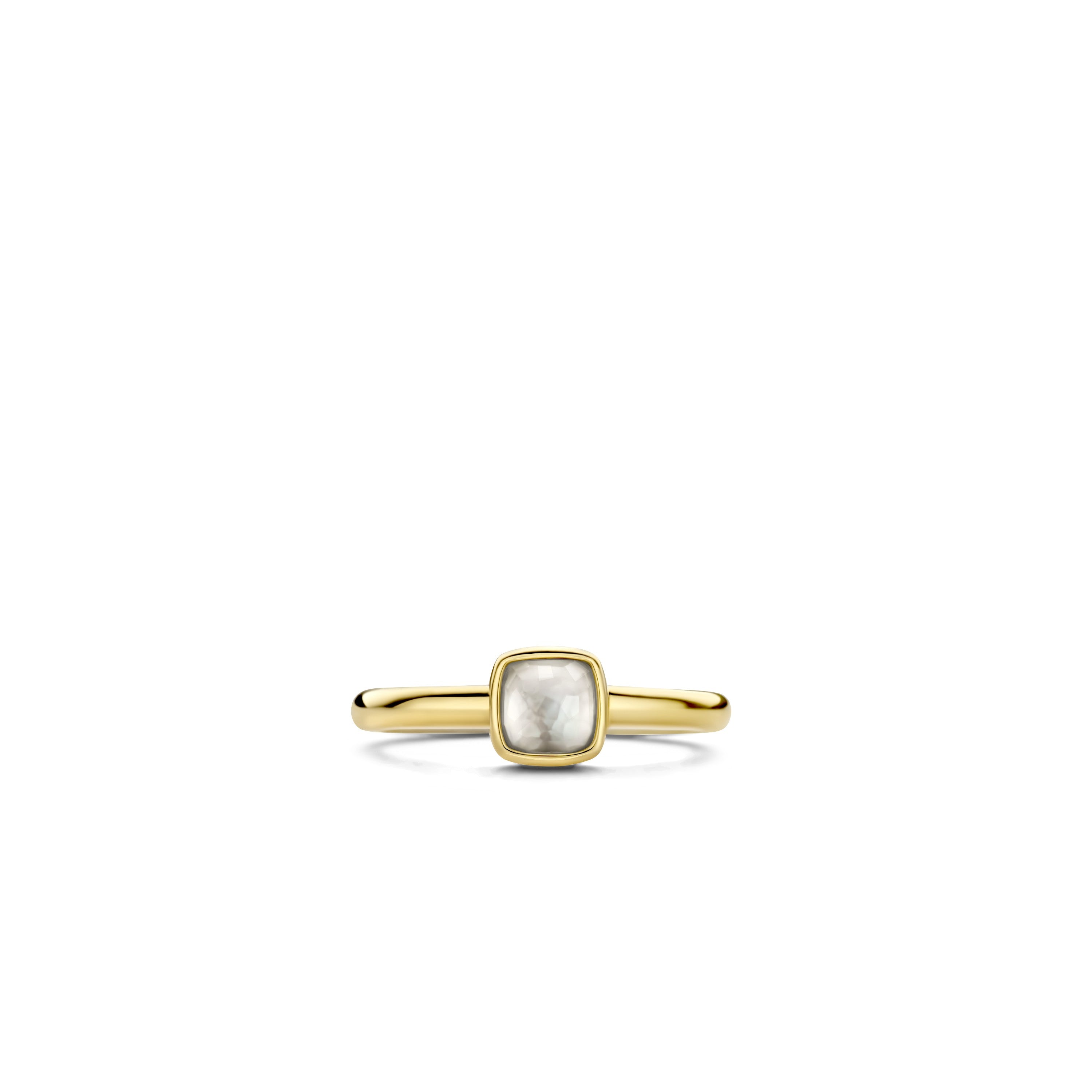Tisento Milano Sterling Silver gold plated Mother of pearlRing Finger Size 7.75