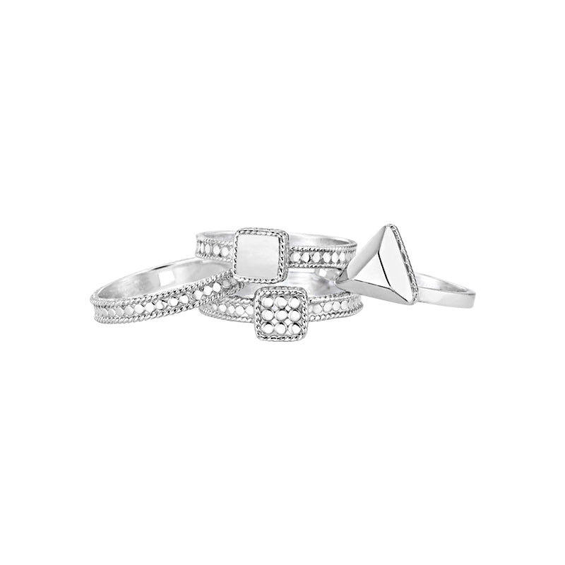 Ana Beck Sterling Silver Quadruple Stack Rings - Silver