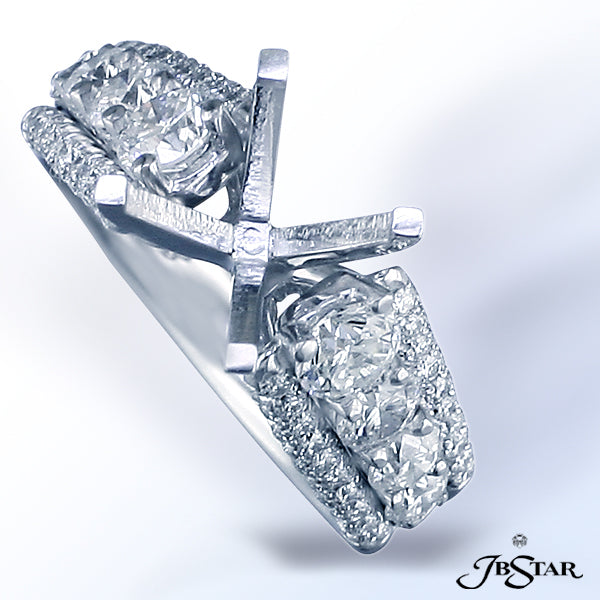 JB STAR PLATINUM AND DIAMOND SEMI-MOUNT WITH 10 CAREFULLY MATCHED ROUND DIAMONDS IN SHARED-PRONG SET