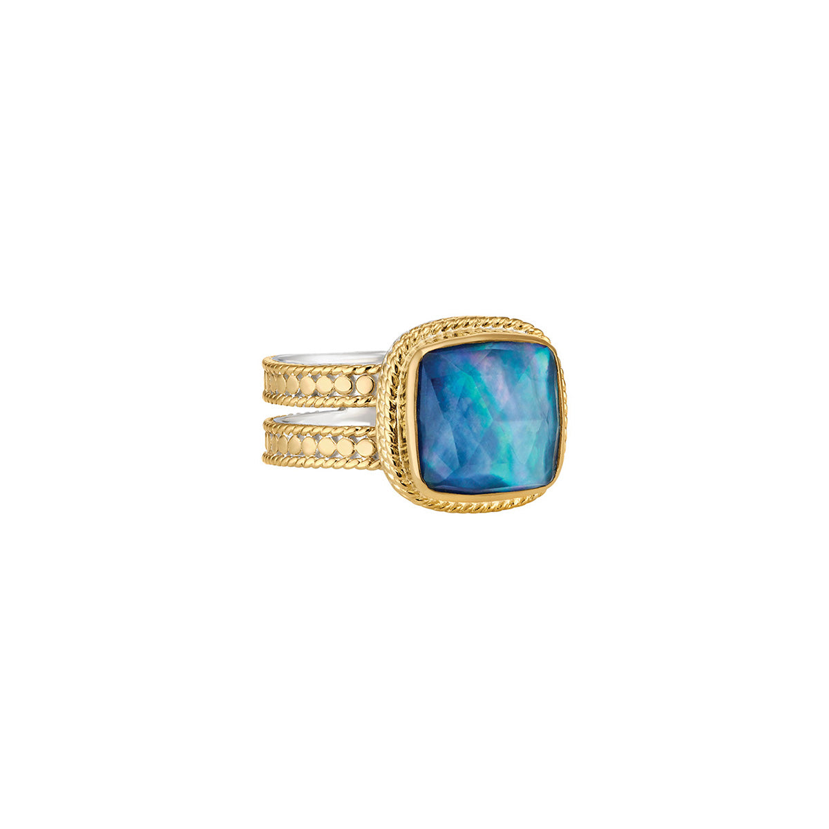 Ana Beck 18k gold plated and sterling silver Lapis Square Ring - Gold