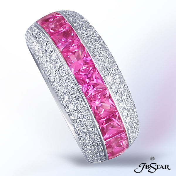 JB STAR PLATINUM PINK SAPPHIRE, & DIAMOND BANDDIAMONDS: 0.76 CT. TW. (ROUND)PINK SAPPHIRES: 2.52