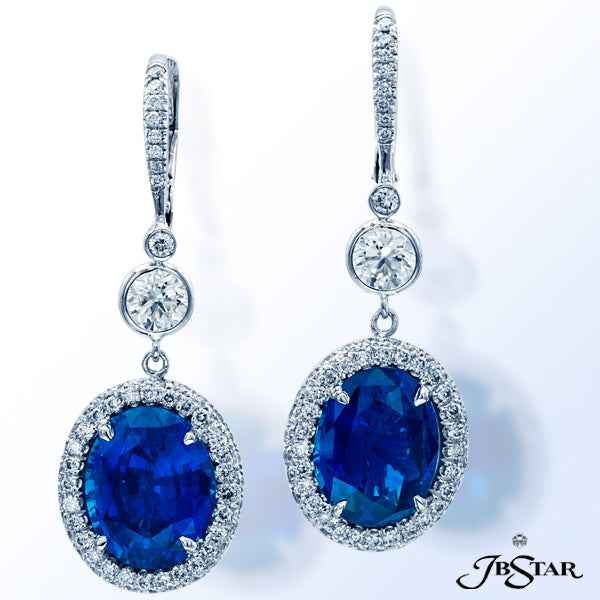 JB STAR NATURAL BLUE SAPPHIRE EARRINGS FEATURING CERTIFIED 7.78 CTW OVAL BLUE SAPPHIRES EDGED IN MIC
