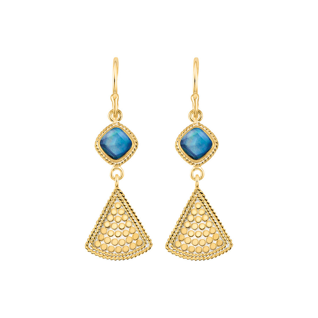 Ana Beck 18k gold plated and sterling silver Lapis Double Drop Earrings - Gold