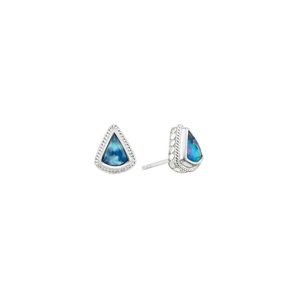 Ana Beck Sterling Silver Lapis Triangle Stud Earrings - Silver