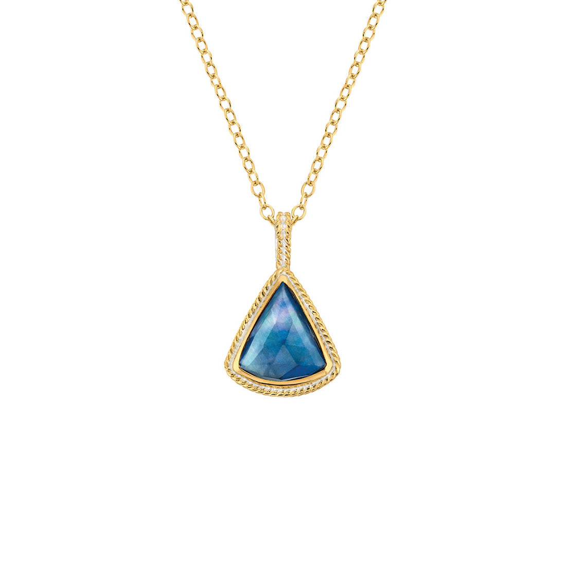 Ana Beck 18k gold plated and sterling silver Lapis Triangle Drop Necklace - Gold