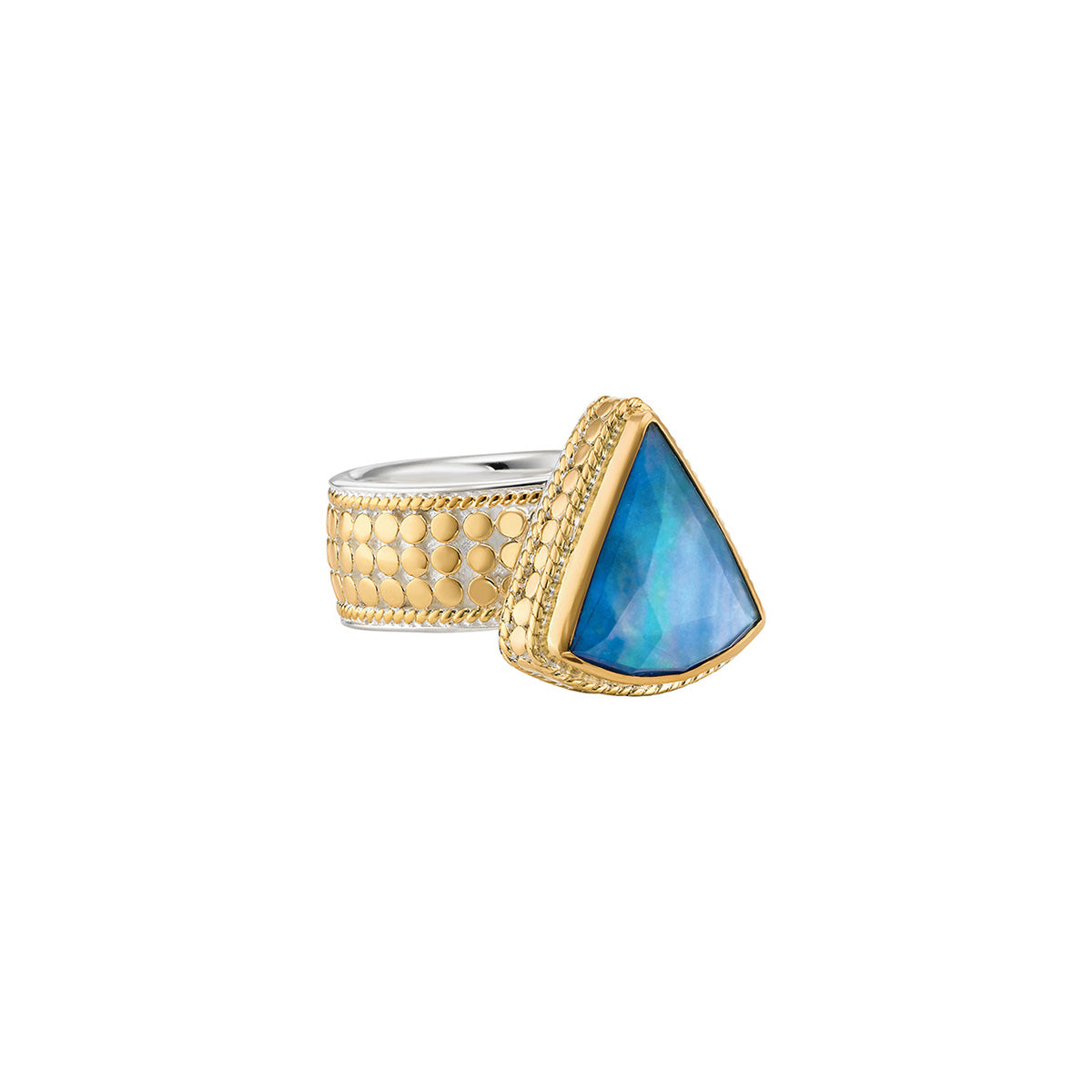 Ana Beck 18k gold plated and sterling silver Lapis Triangle Ring - Gold