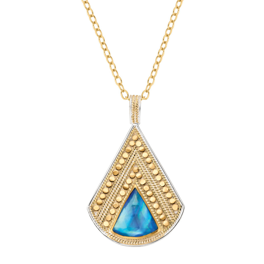 Ana Beck 18k gold plated and sterling silver Lapis Multi-Disk Drop Necklace - Gold