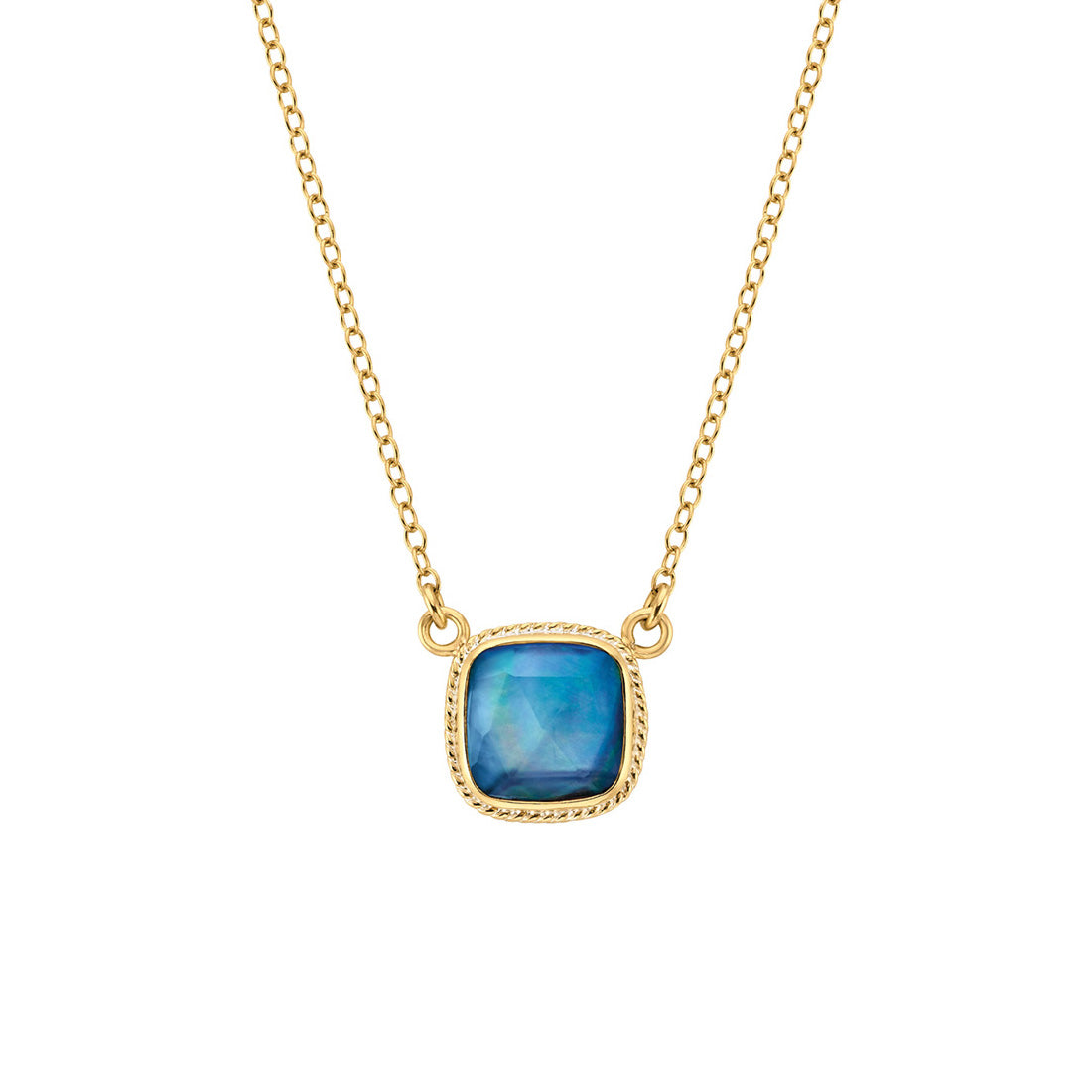 Ana Beck 18k gold plated and sterling silver Lapis Square Drop Necklace - Gold