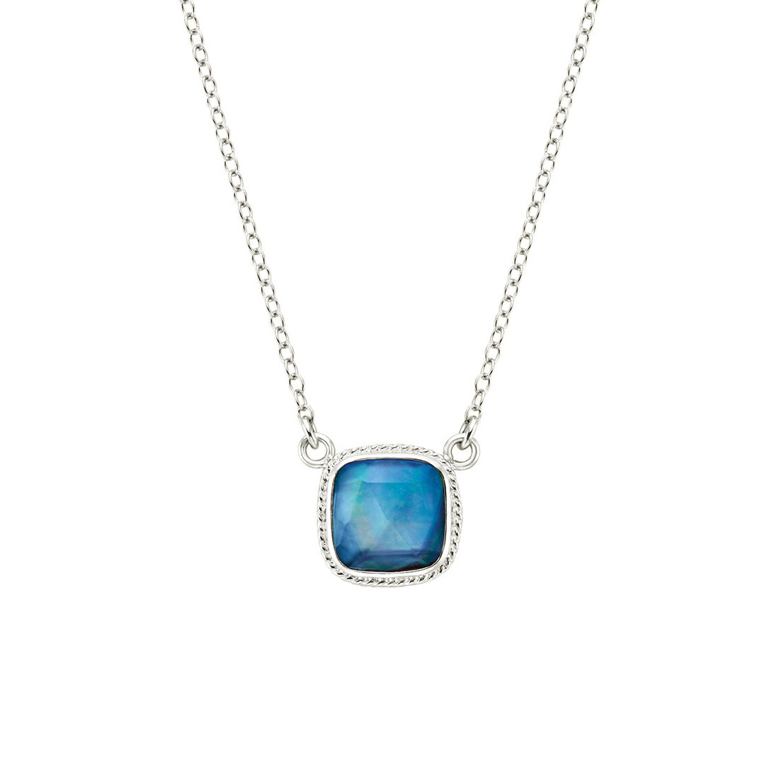 Ana Beck Sterling Silver Lapis Square Drop Necklace - Silver