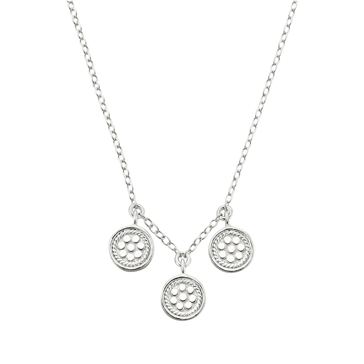 Ana Beck 18kt gold plated and sterling silver Reversible Triple Disk Charm Necklace