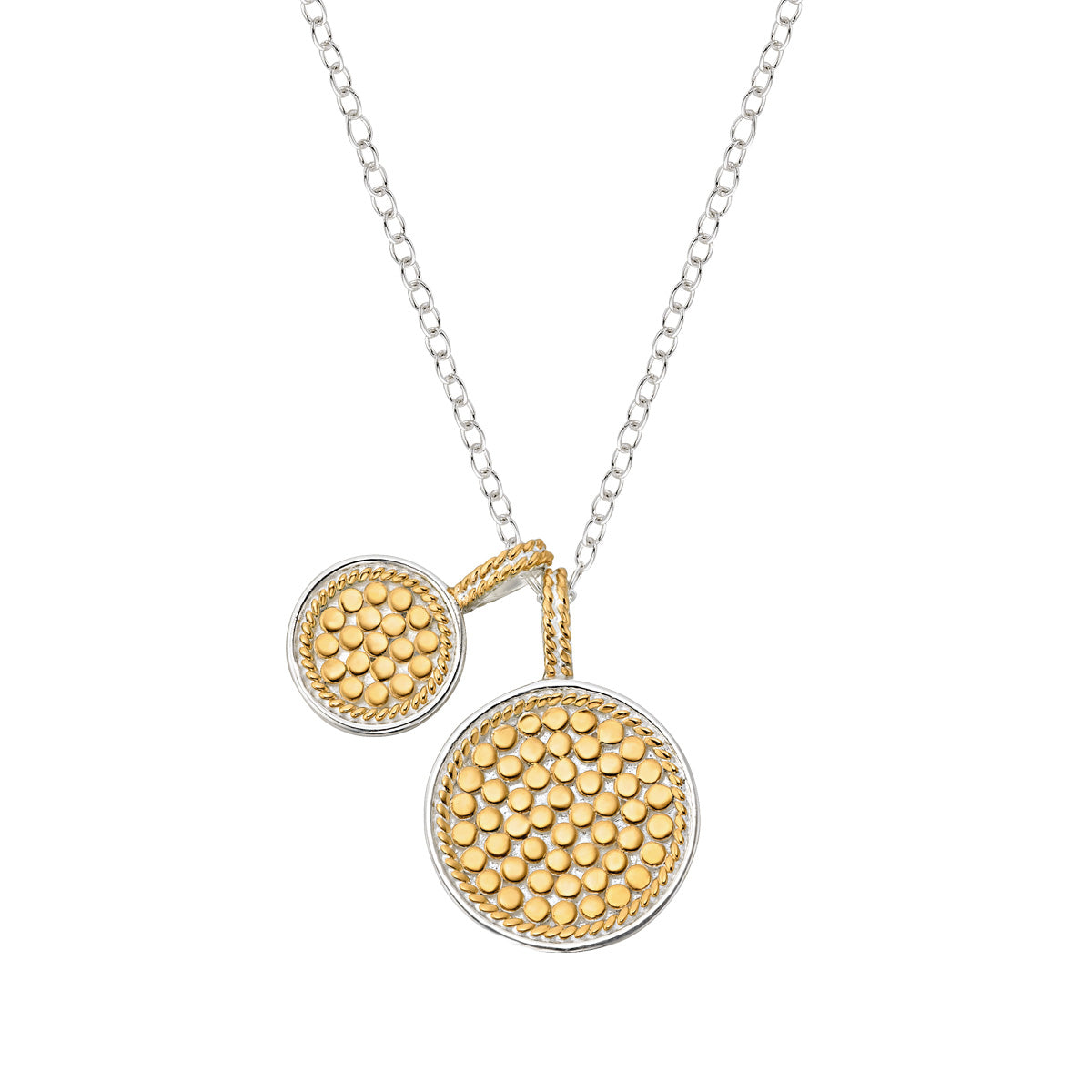 Ana Beck 18kt gold plated and sterling silver Two-Tone Double Disk Charm Necklace