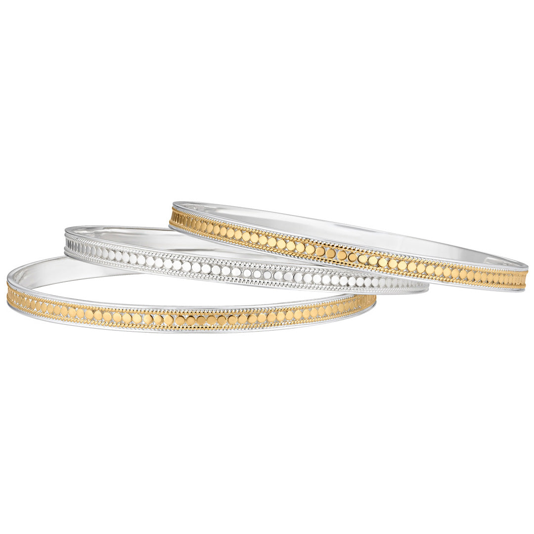 Ana Beck 18kt gold plated and sterling silver Two-Tone Skinny Bangles