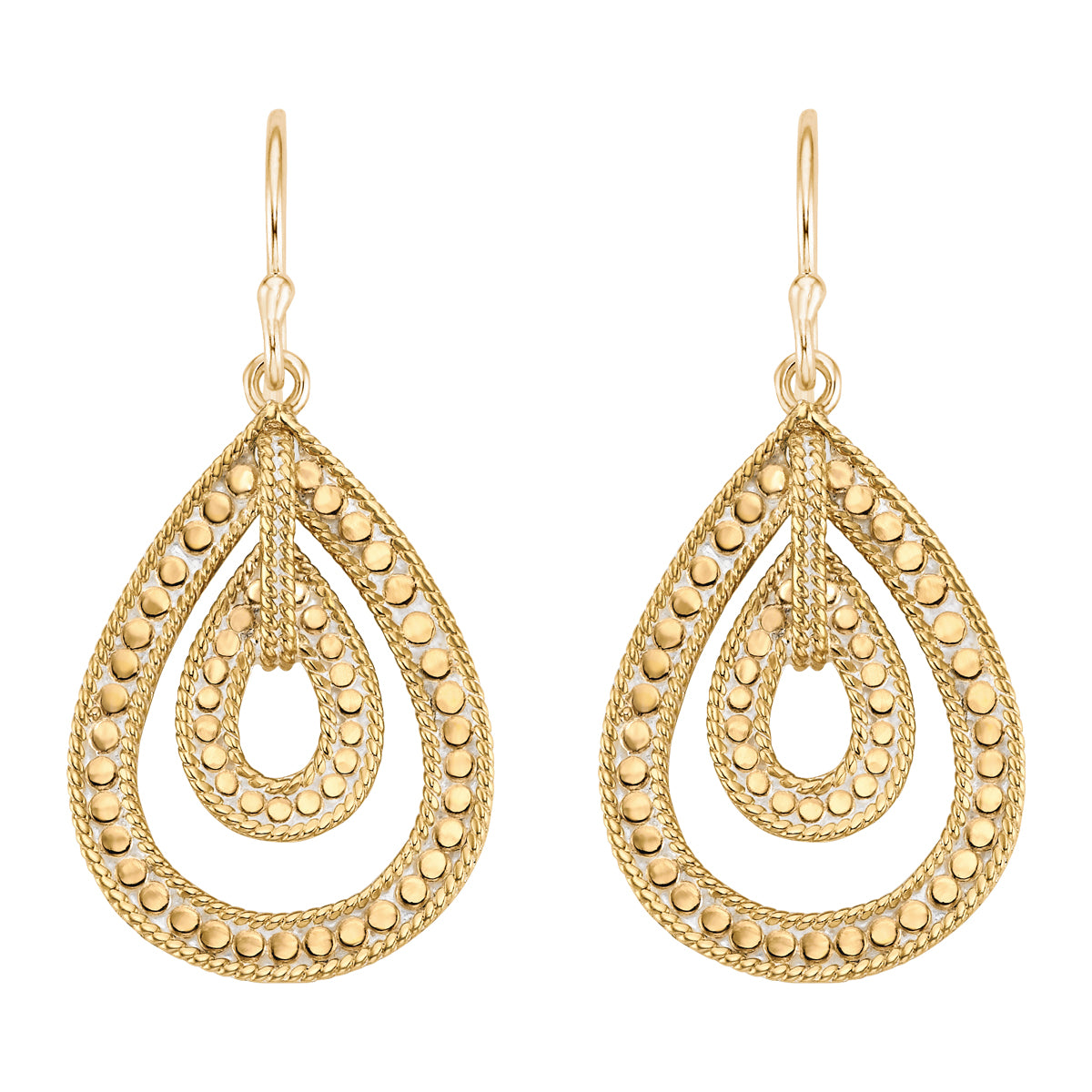 Ana Beck 18k gold plated and sterling silver Double Open Teardrop Earrings - Gold