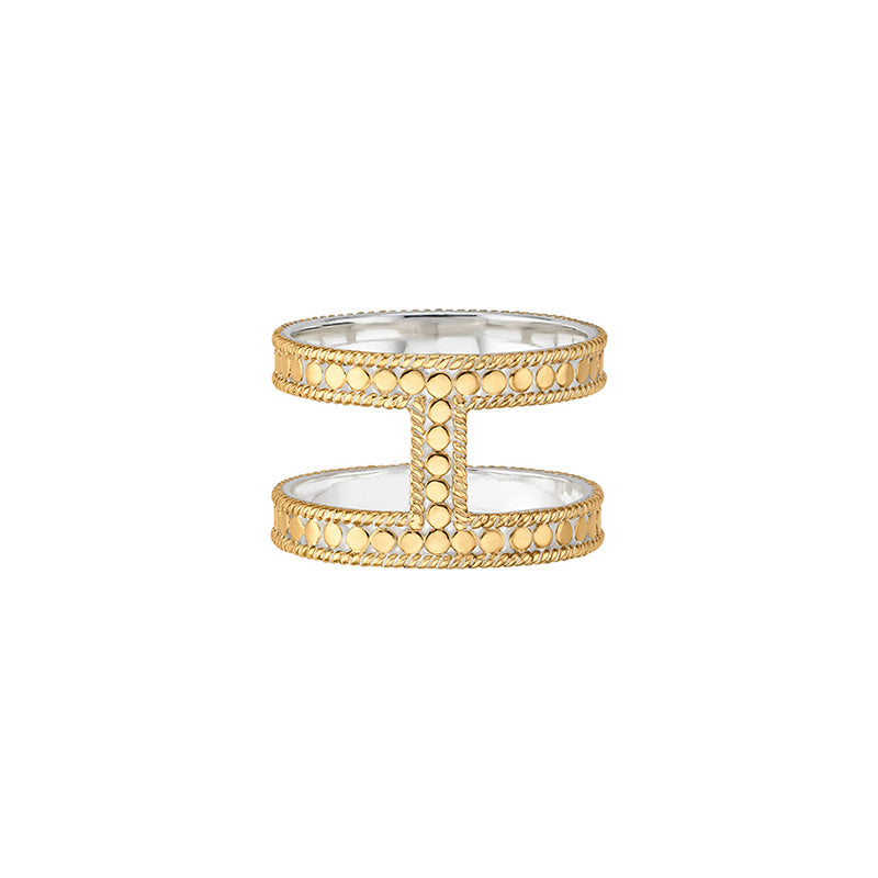 Ana Beck 18k gold plated and sterling silver I-Bar Ring - Gold