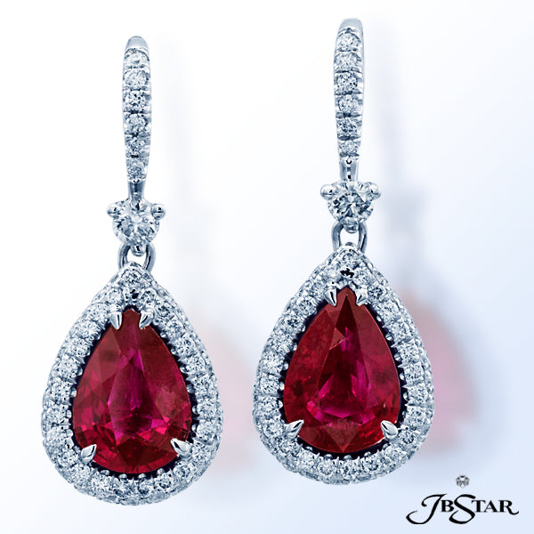 JB STAR STUNNING RUBY EARRINGS THAT SPARKLE AND SHINE IN OUR UNIQUE DESIGN OF HANDCRAFTED PEAR SHAPE
