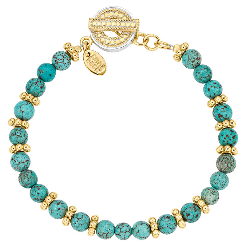 Ana Beck 18k gold plated and sterling silver Exclusive - Turquiouse Beaded Bracelet