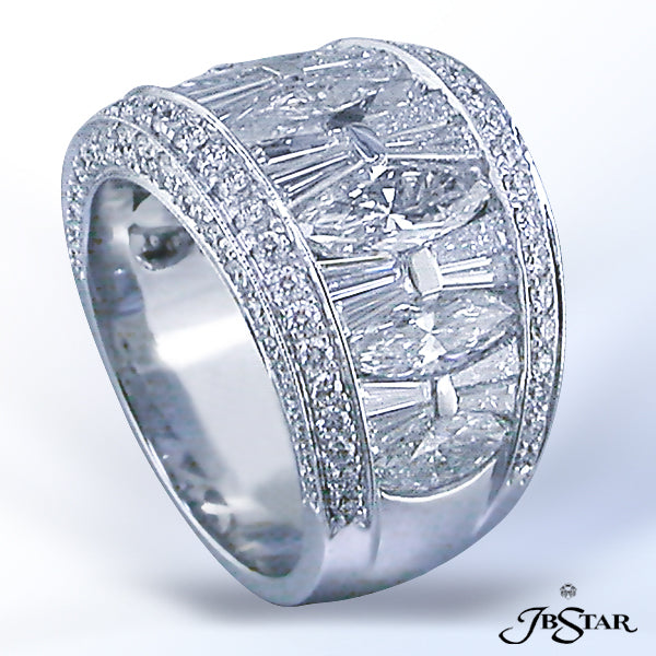 JB STAR PLATINUM DIAMOND BANDDIAMONDS: 5.04 CT. TW. (MARQUISE, BAGUETTE, & ROUND)