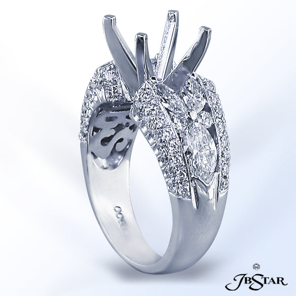 JB STAR PLATINUM DIAMOND SEMI-MOUNT HANDCRAFTED WITH PERFECTLY MATCHED MARQUISE AND ROUND DIAMONDS I