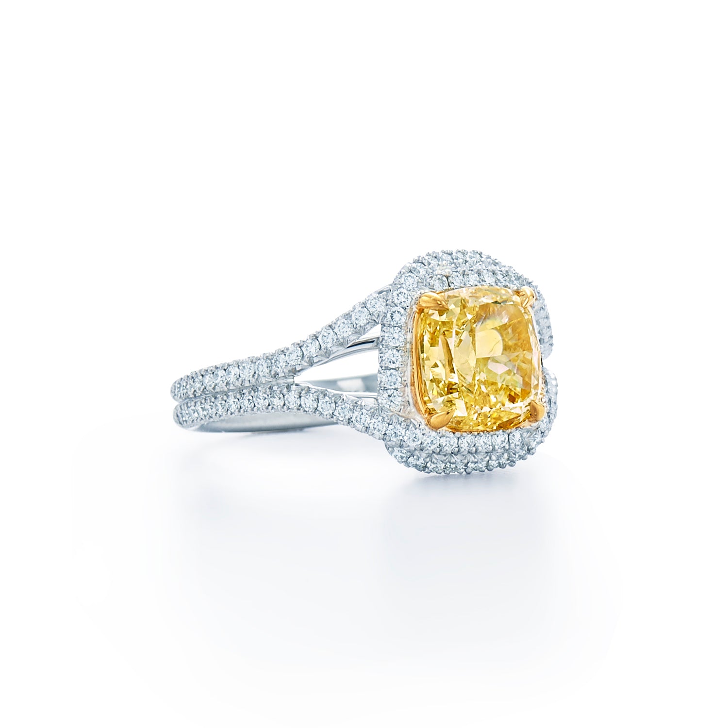 Kwiat Cushion Yellow Diamond Engagement Ring