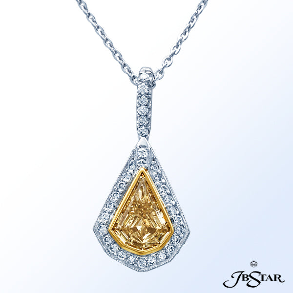 JB STAR FANCY YELLOW DIAMOND PENDANT FEATURING A 1.13 CT FANCY BROWN YELLOW KITE DIAMOND CENTER EDGE