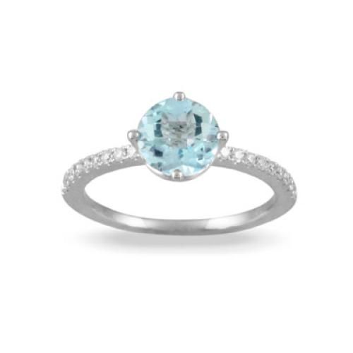 DOVES 18K WHITE GOLD 1.52 BLUE TOPAZ WITH .17 DIAMOND TOTAL CARAT WEIGHT RING.