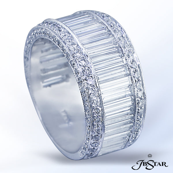 JB STAR PLATINUM DIAMOND BANDDIAMONDS: 3.92 CT. TW. (BAGUETTE, & ROUND)