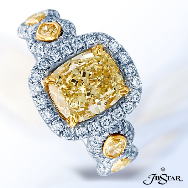 JB STAR NATURAL FANCY YELLOW DIAMOND RING IN PLATINUM, FEATURING A STUNNING 2.01 CT FANCY LIGHT YELL