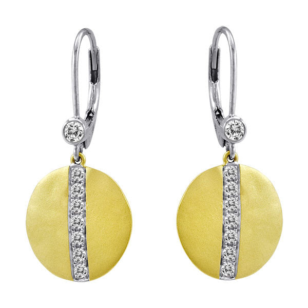 Meira T 14k Yellow Gold and Pave Diamond Disc Earrings