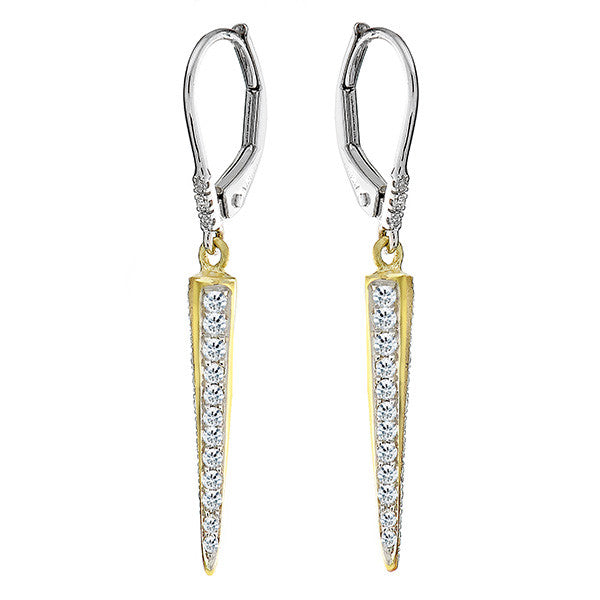 Meira T 14k Spike Yellow Gold and Diamond Earrings.