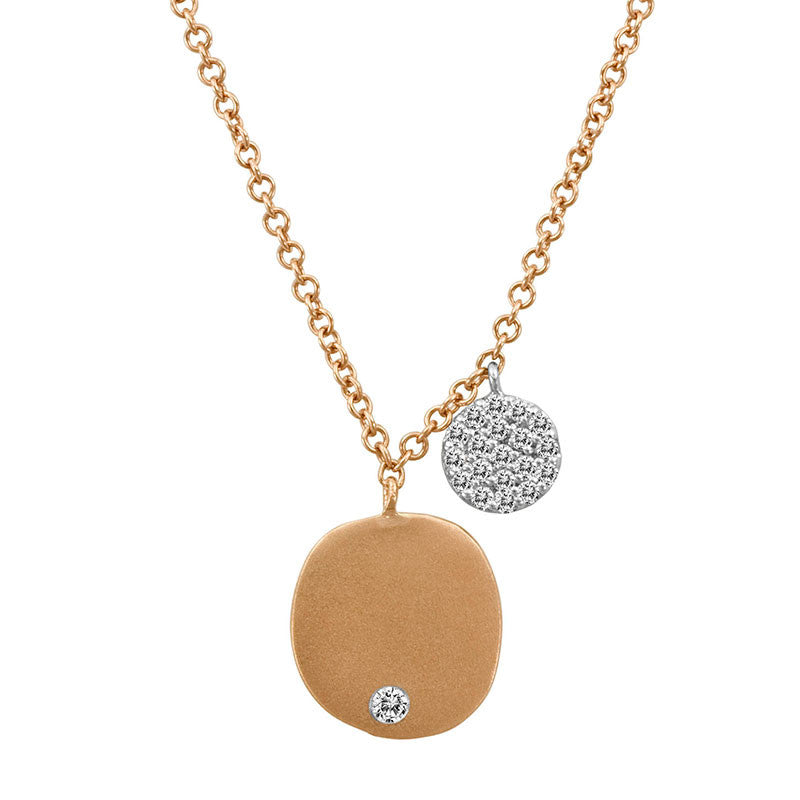 Meira T 14k Rose Gold Disc Necklace with Side Briolette