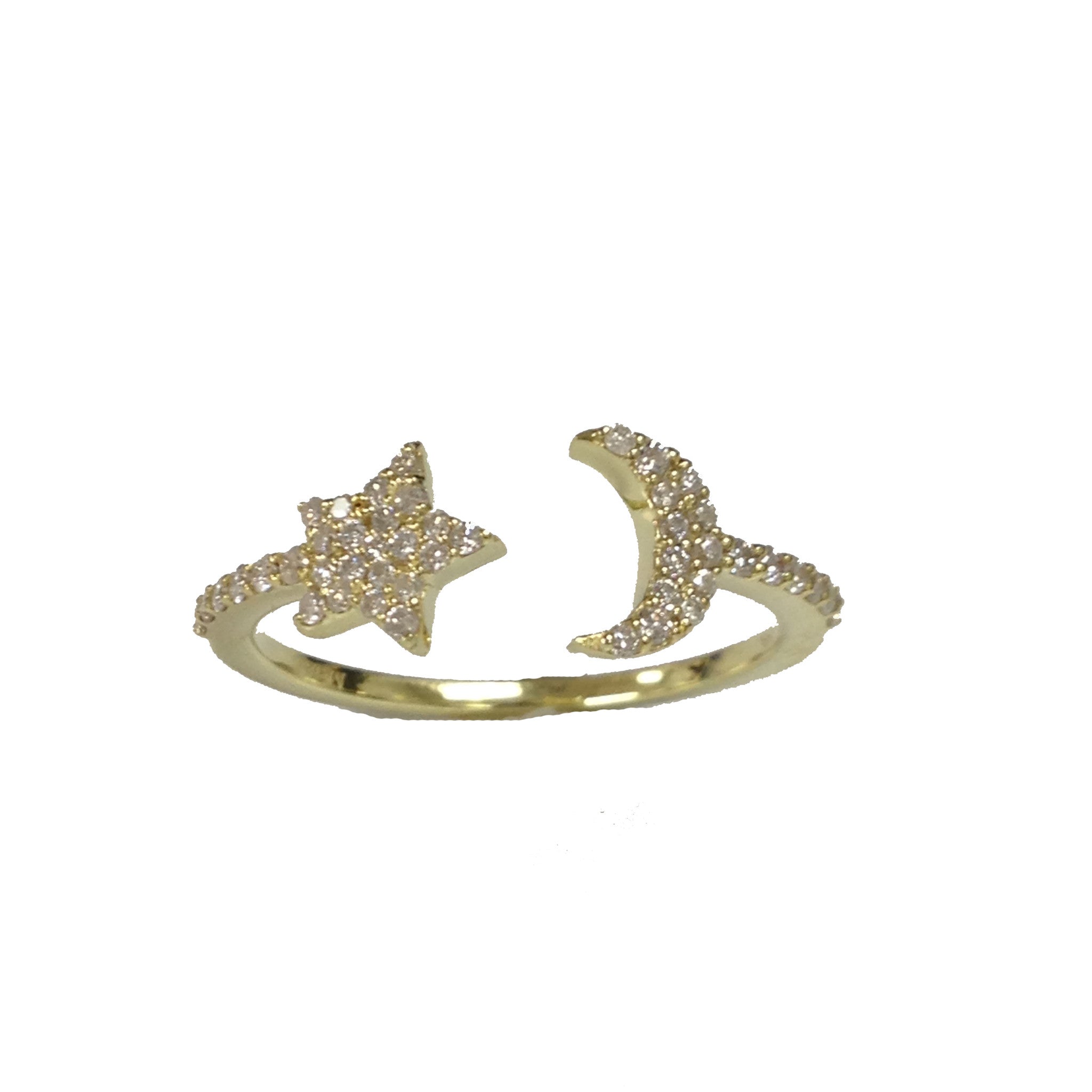 Meira T 14k 14K Yellow Gold Moon & Star Ring with Diamonds