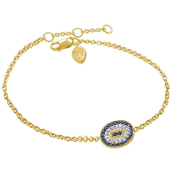 Meira T 14k Oval Evil Eye Bracelet Yellow Gold Diamonds Sapphires