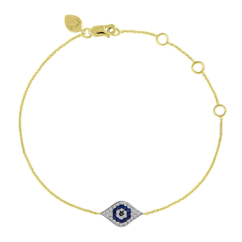 Meira T 14k Evil Eye Bracelet Eye Shape Sapphires and Diamonds