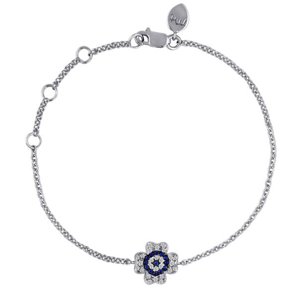 Meira T 14k Evil Eye Sapphire and Diamond Flower Bracelet