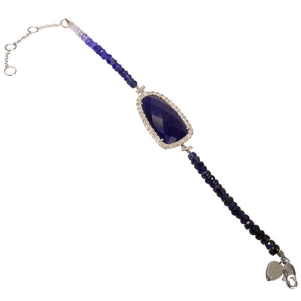 Meira T 14k Rough Cut Blue Sapphire Beaded Bracelet
