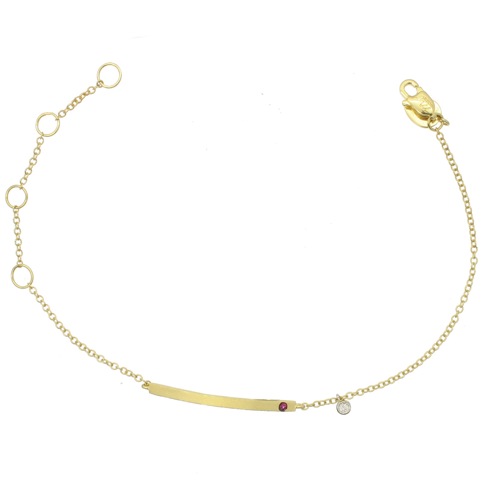 Meira T 14k Yellow Gold Ruby and Diamond ID Bracelet