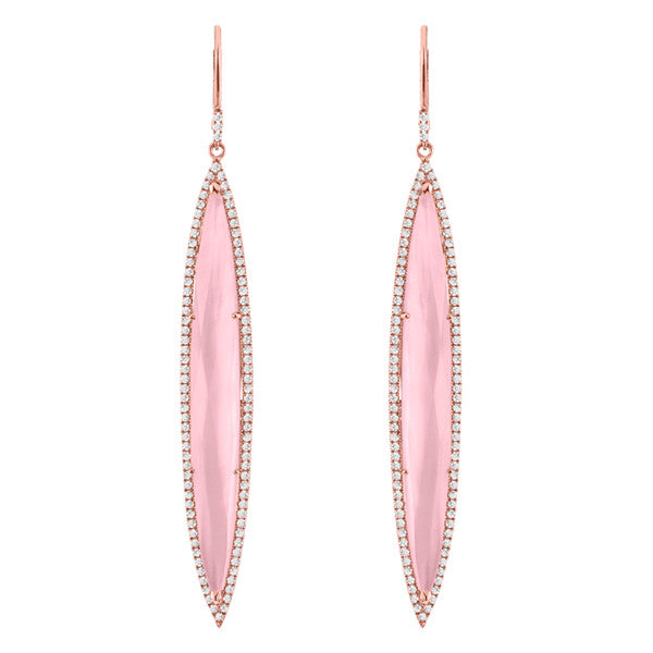 Meira T 14k Drop Earrings with Rose Gold and Rose Quartz.