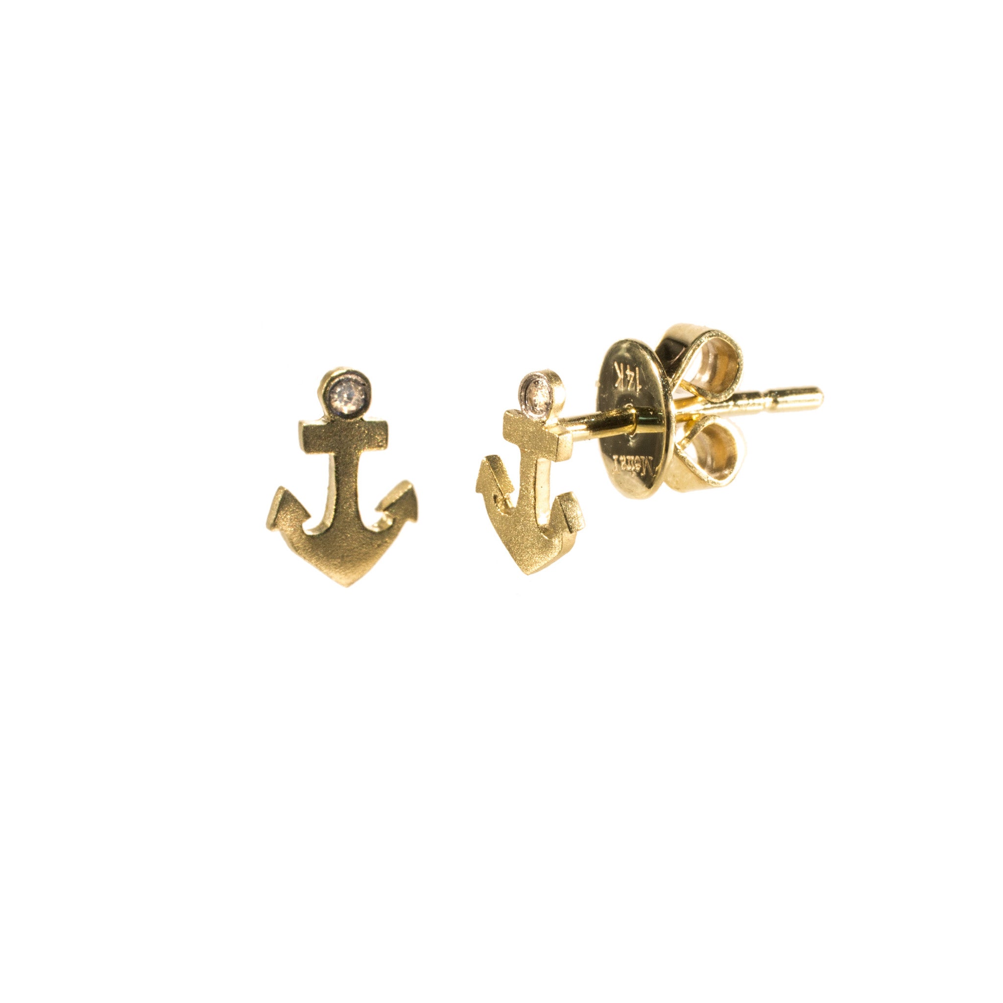 Meira T 14k Anchor Stud Earrings Half Pair Mix and Match