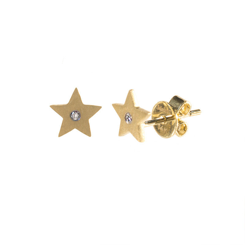 Meira T 14k Yellow Gold Star Studs with Diamonds Mix and Match